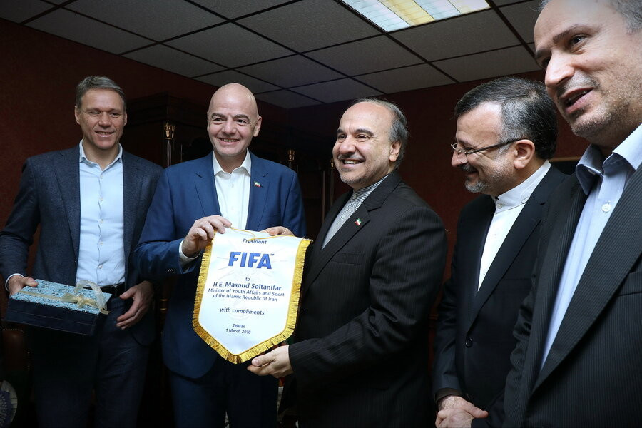 Iran's Minister of Sport and Youth Affairs Masoud Soltanifar recently meet FIFA President Gianni Infantino ©FFIRI