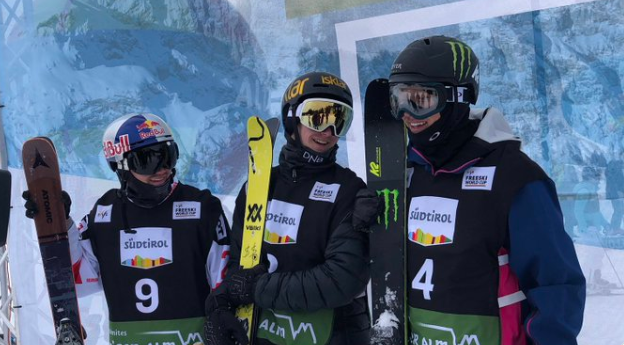 Birk Ruud's, centre, exceptional second run led him to the win ©FIS 