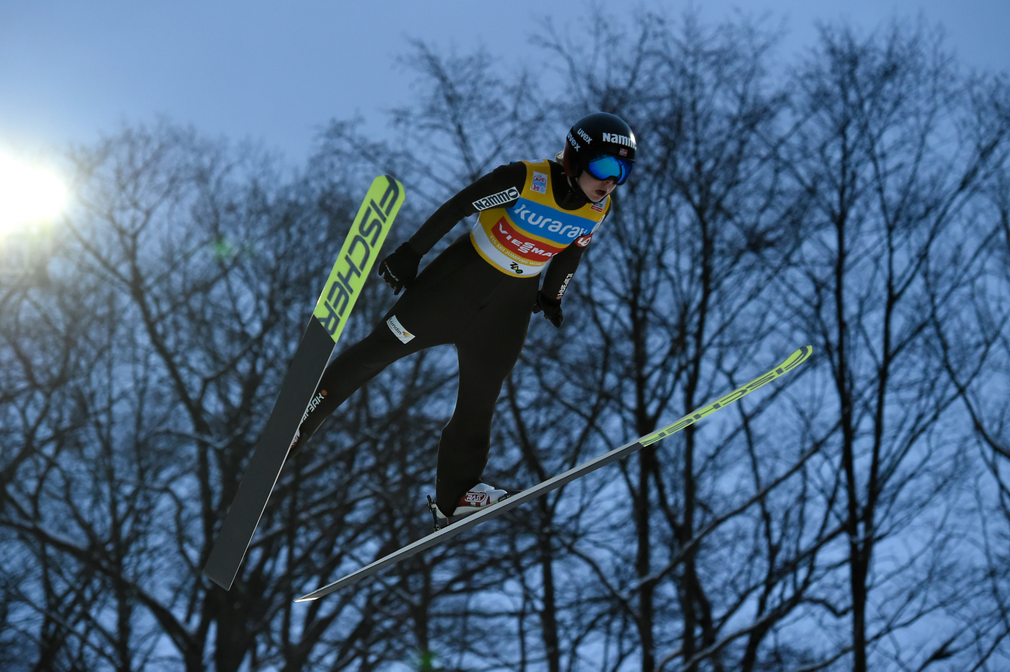 Maren Lundby retained the World Cup lead but is now in front by a single point ©Getty Images