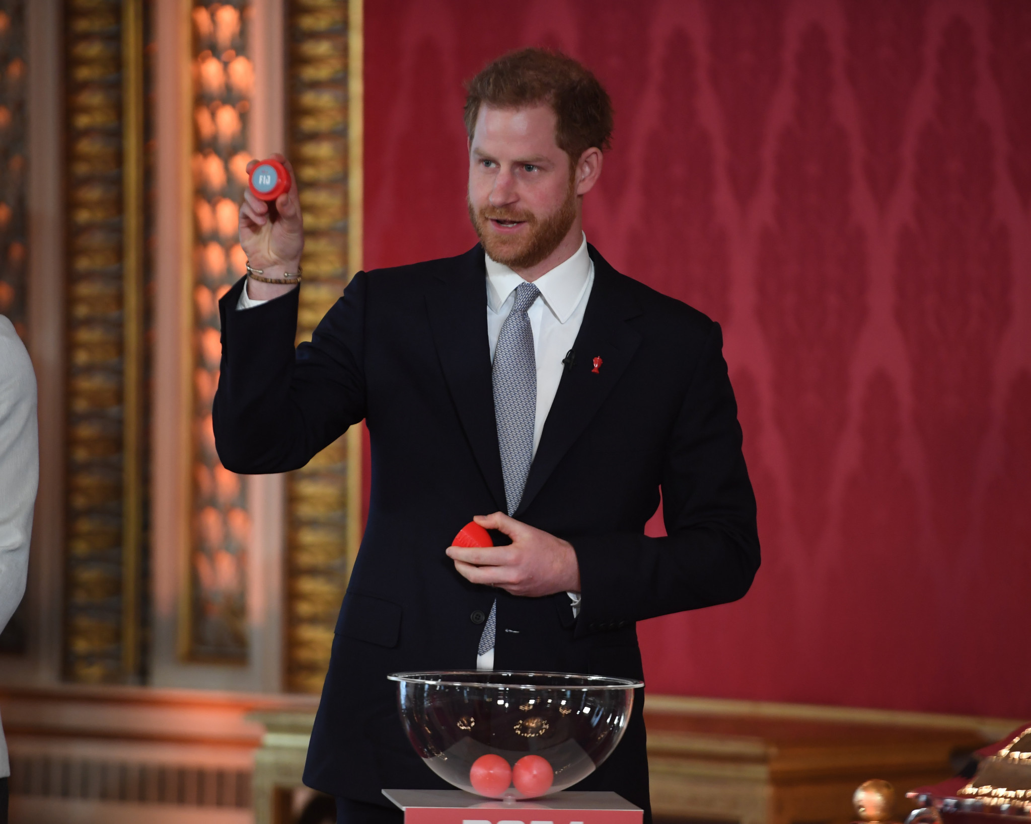 Prince Harry conducted the 2021 Rugby League World Cup draw at Buckingham Palace ©Getty Images
