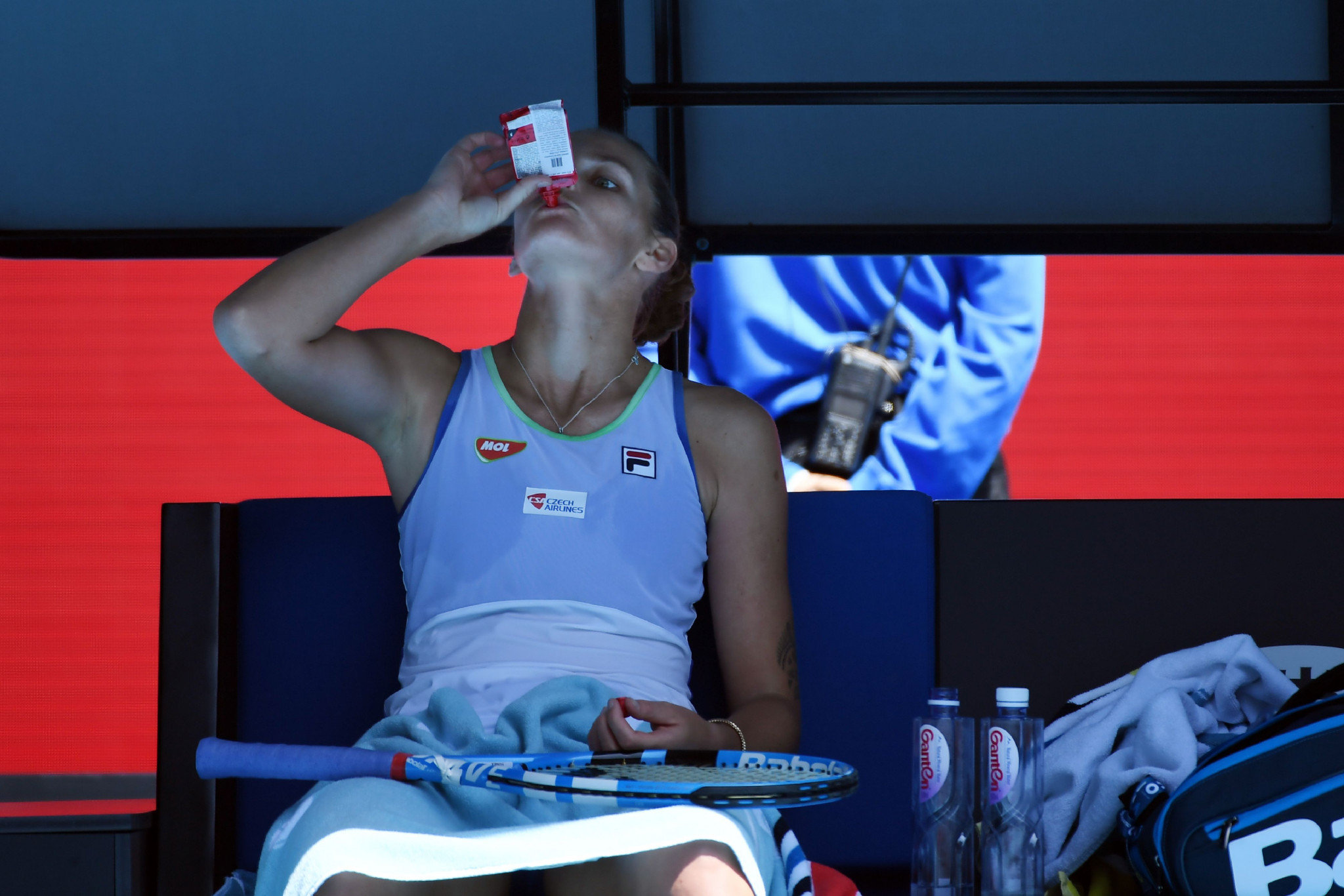 Czech second seed Karolína Plíšková enjoys a breather en-route to the next round ©Getty Images