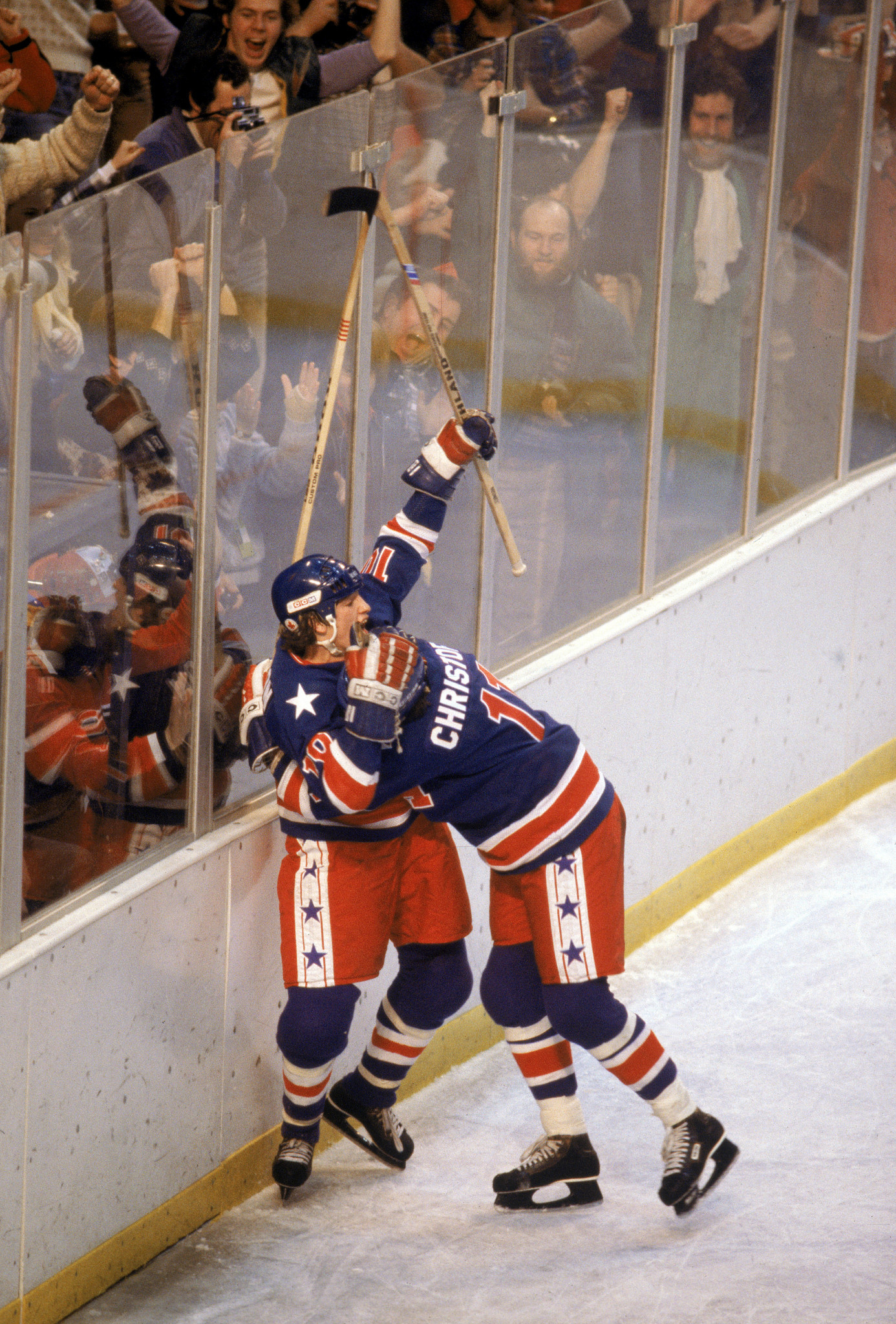 Steve Christoff celebrates during the United States' 4-2 victory over Finland at Lake Placid 1980, the match which clinched the team the Olympic gold medal ©Getty Images