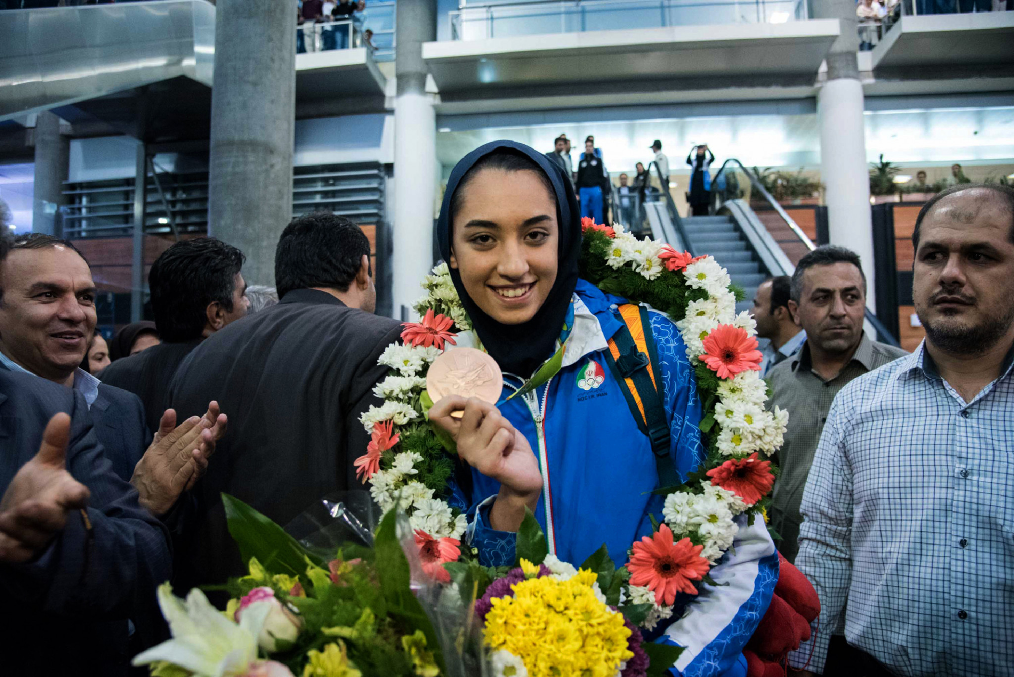 Kimia Alizadeh received a hero's welcome at the airport in Tehran after returning from Rio 2016 with a bronze medal ©Getty Images