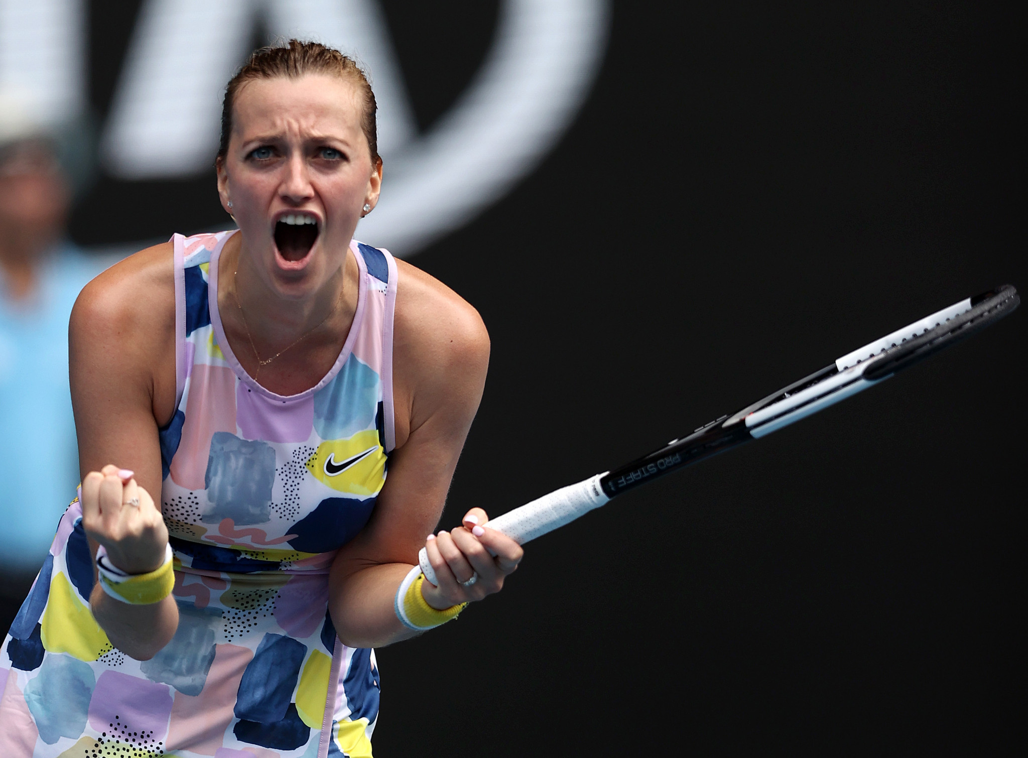 Petra Kvitová celebrates booking her quarter-final place ©Getty Images  