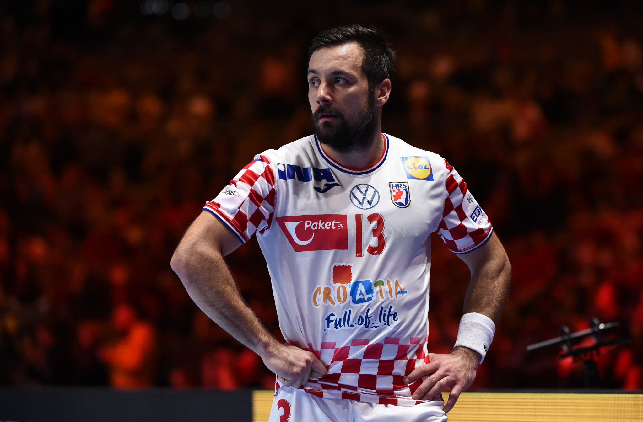 Croatia's looks on Zlatko Horvat after the European Men's Handball Championship final ©Getty Images