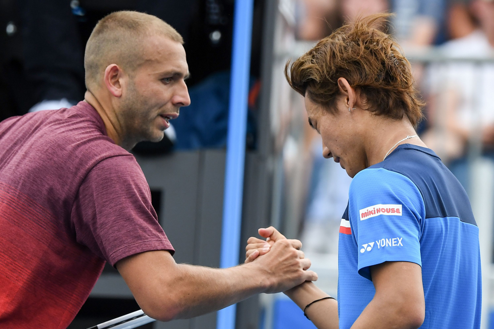 Britain's Dan Evans, left, revealed he miss may Tokyo 2020 after being beaten by Japan's Yoshihito Nishioka in the second round of the Australian Open ©Getty Images