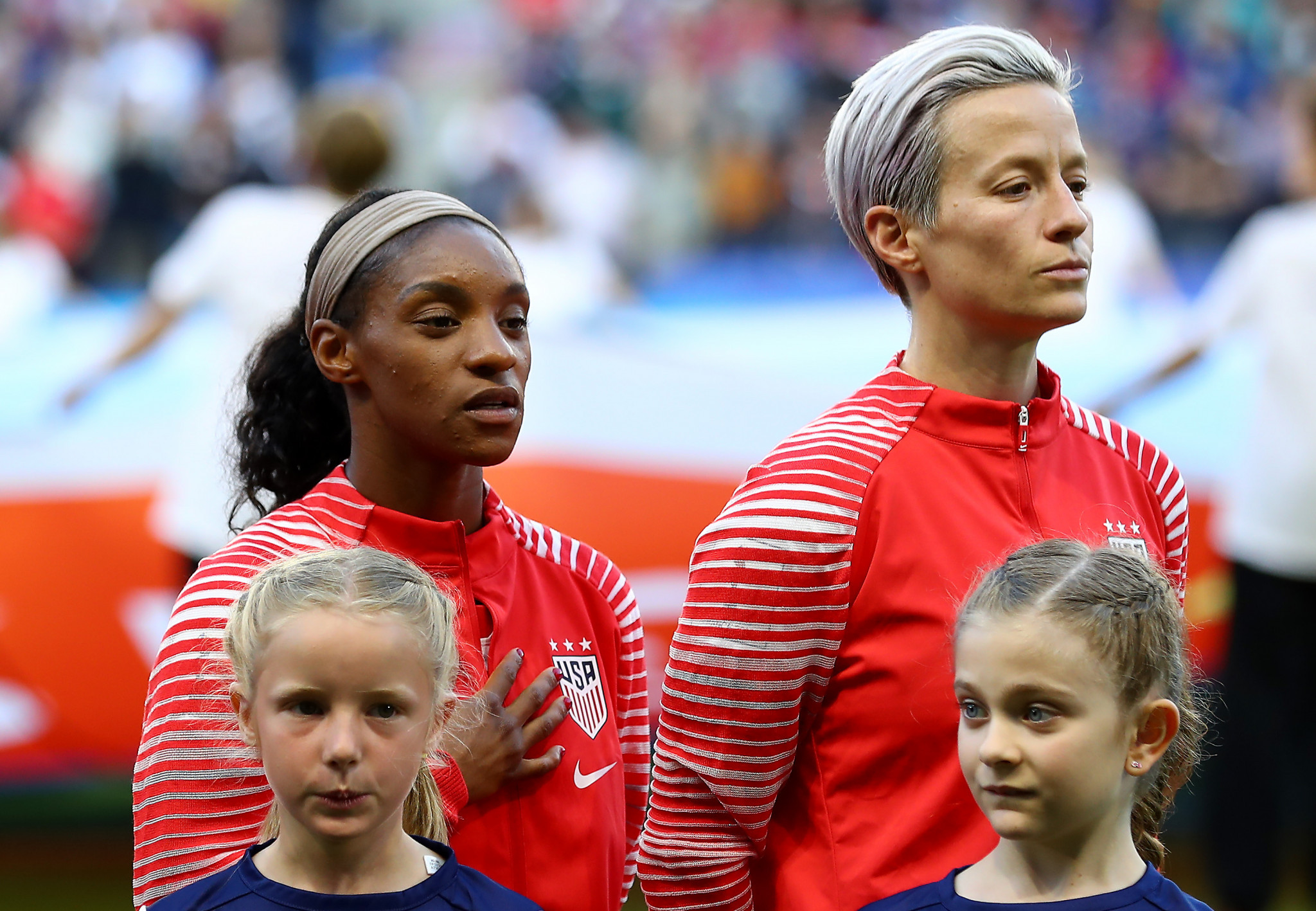 American footballer Megan Rapinoe refuses to sing the national anthem before each match ©Getty Images 