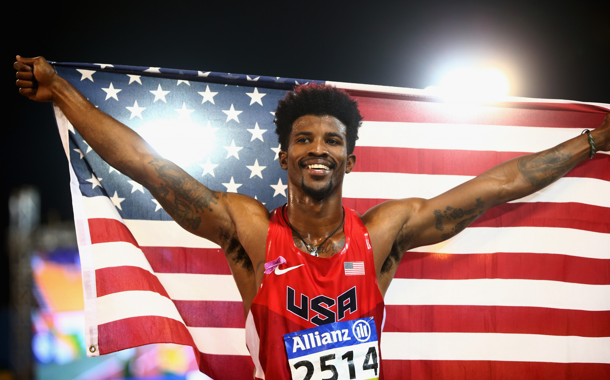 United States Richard Browne after breaking the T44 100m record ©Getty Images