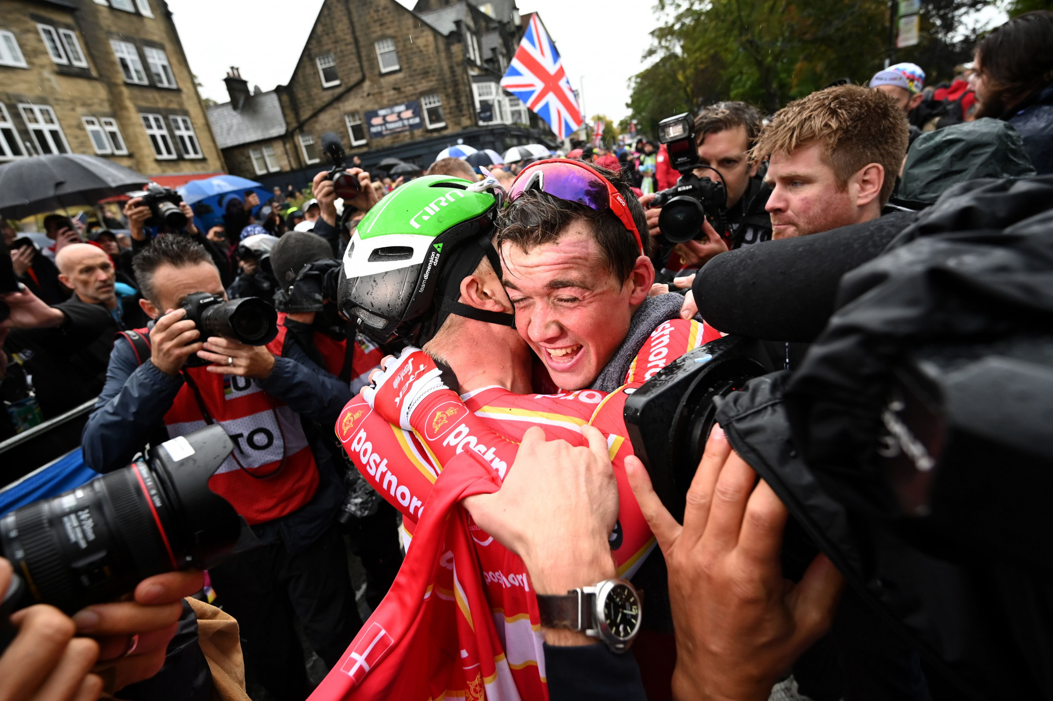 Denmark's Mads Pedersen after his win at the 2019 UCI Road World Championships ©Getty Images