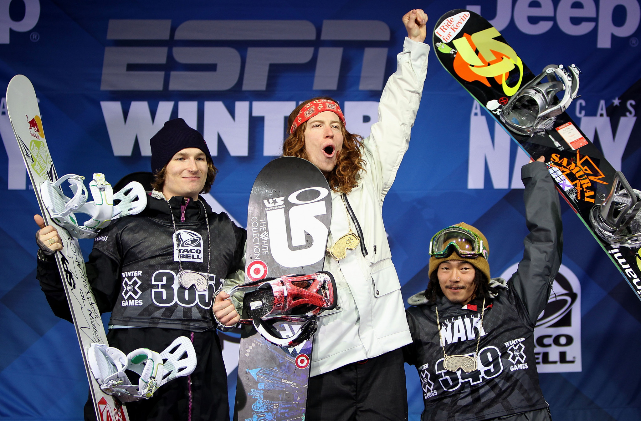 Kazuhiro Kokubo, right, took bronze in the SuperPipe at the 2010 Winter X Games in Aspen ©Getty Images