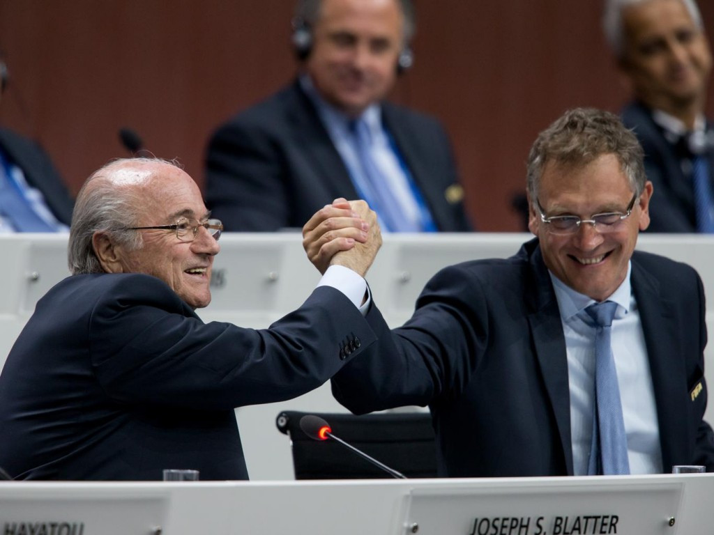 FIFA President Sepp Blatter (left) and secretary general Jérôme Valcke are alleged to have been involved in a $10 million payment from the South African FA to Jack Warner and Chuck Blazer at CONCACAF during the bid for the 2010 World Cup ©Getty Images