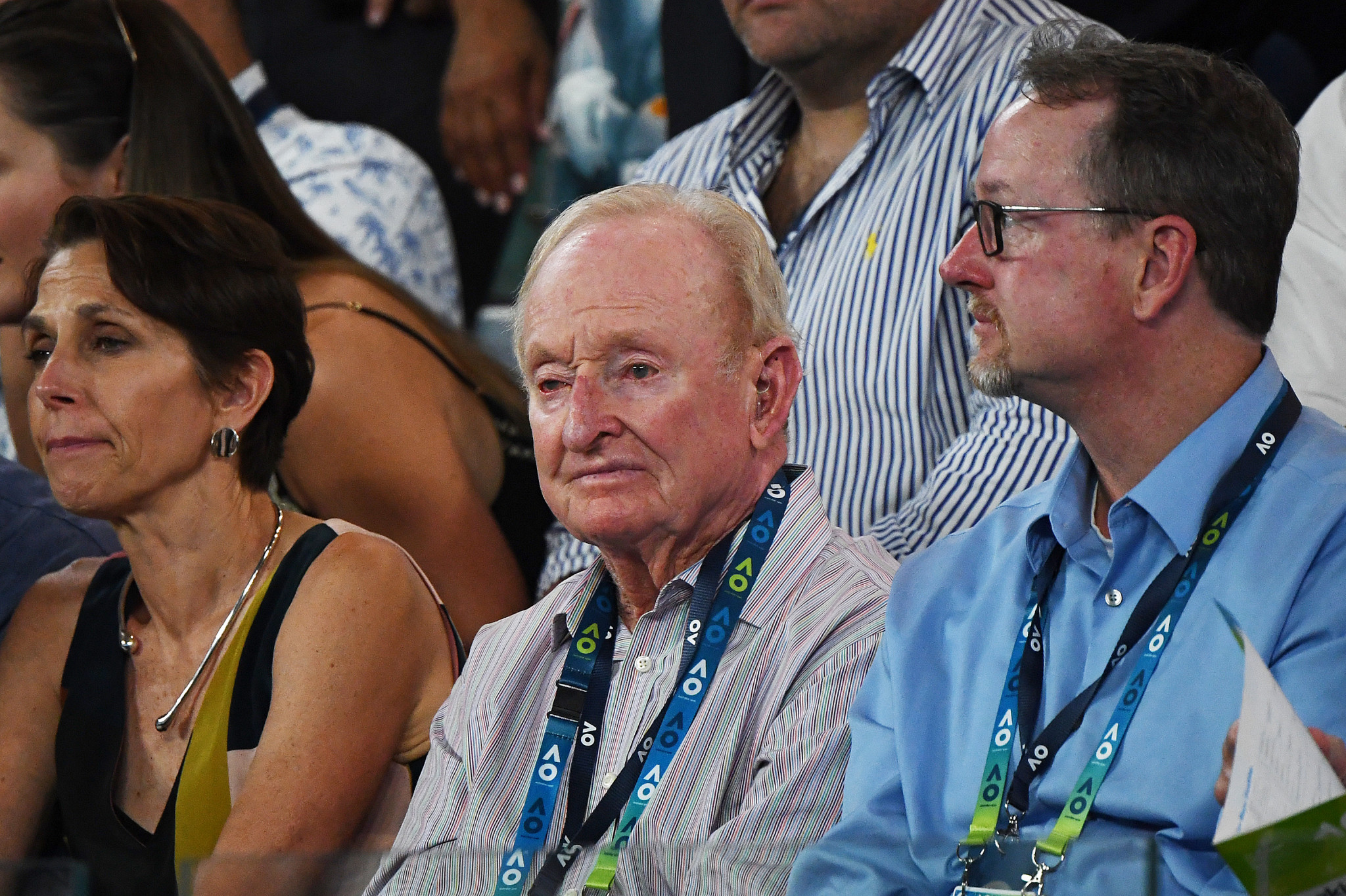 Rod Laver was among the spectators to watch Thiem win a third-set tiebreak to edge ahead ©Getty Images