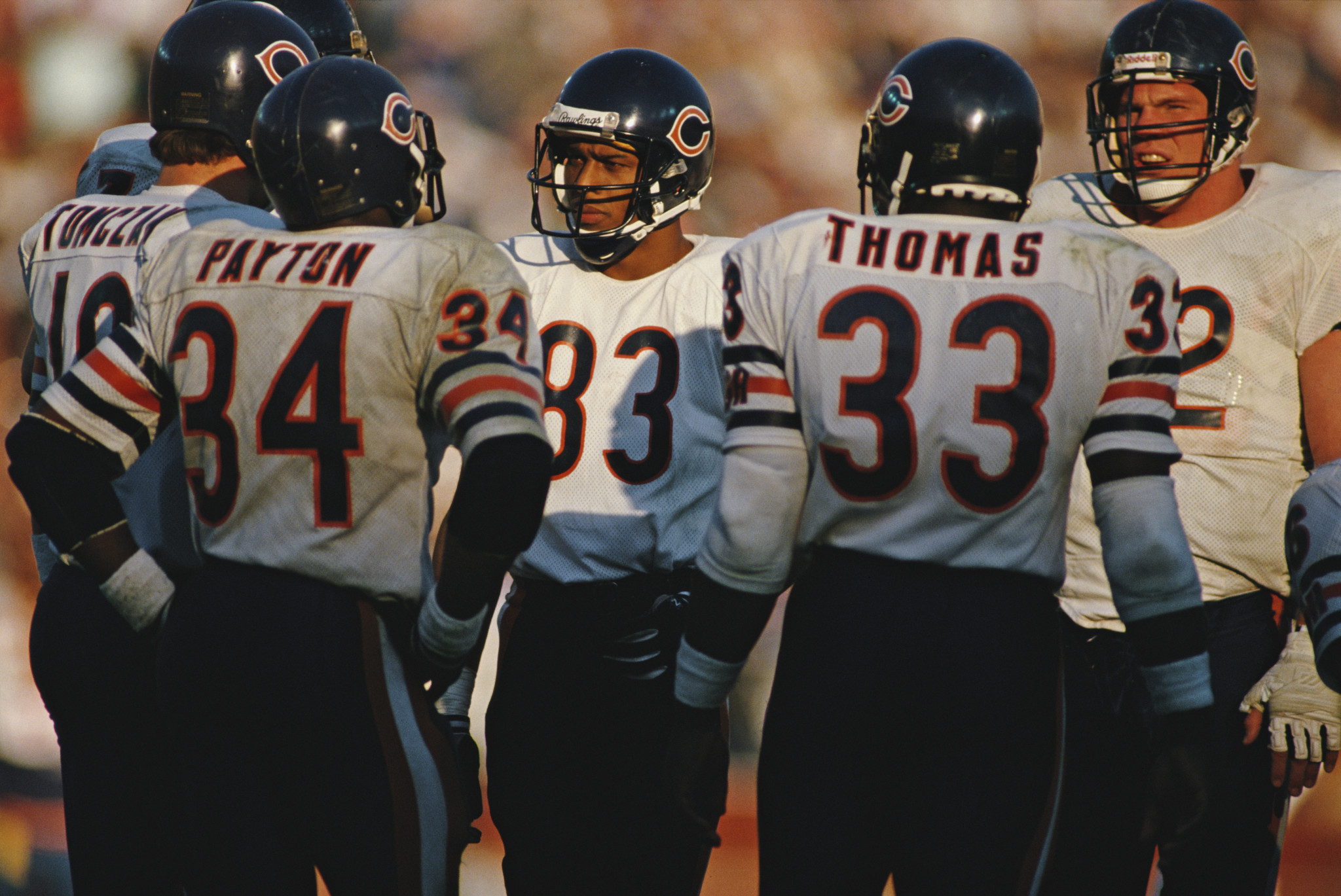 Willie Gault, pictured centre, was unable to compete at the 1980 Olympics because of the US boycott, but won world relay gold in 1983 and helped the Chicago Bears win the Super Bowl in 1985 ©Getty Images