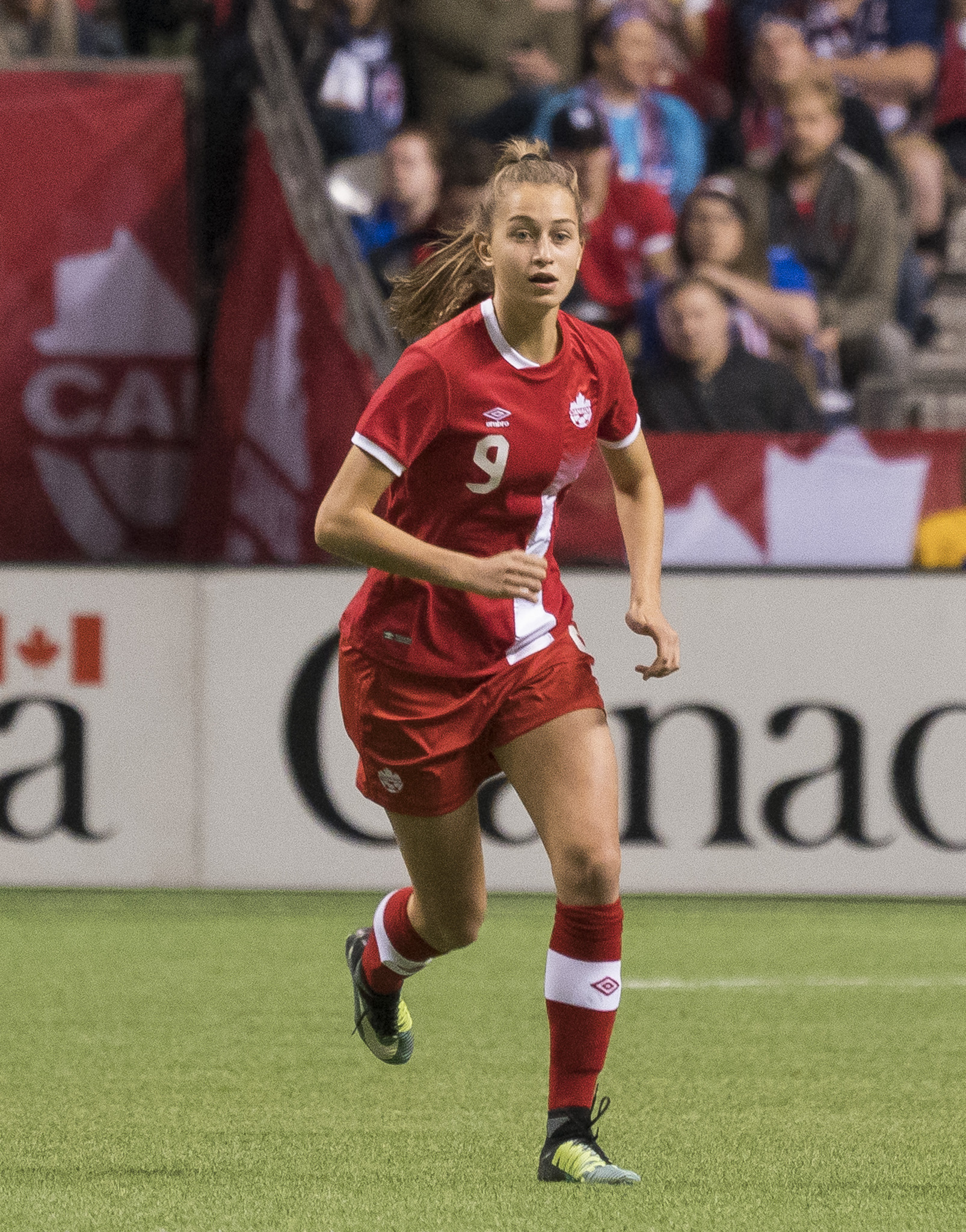 Jordyn Huitema scored five for Canada in their rout of Jamaica ©Getty Images