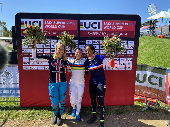 Alise Willoughby of the United States won her second UCI BMX Supercross World Cup event in Shepparton ©UCI