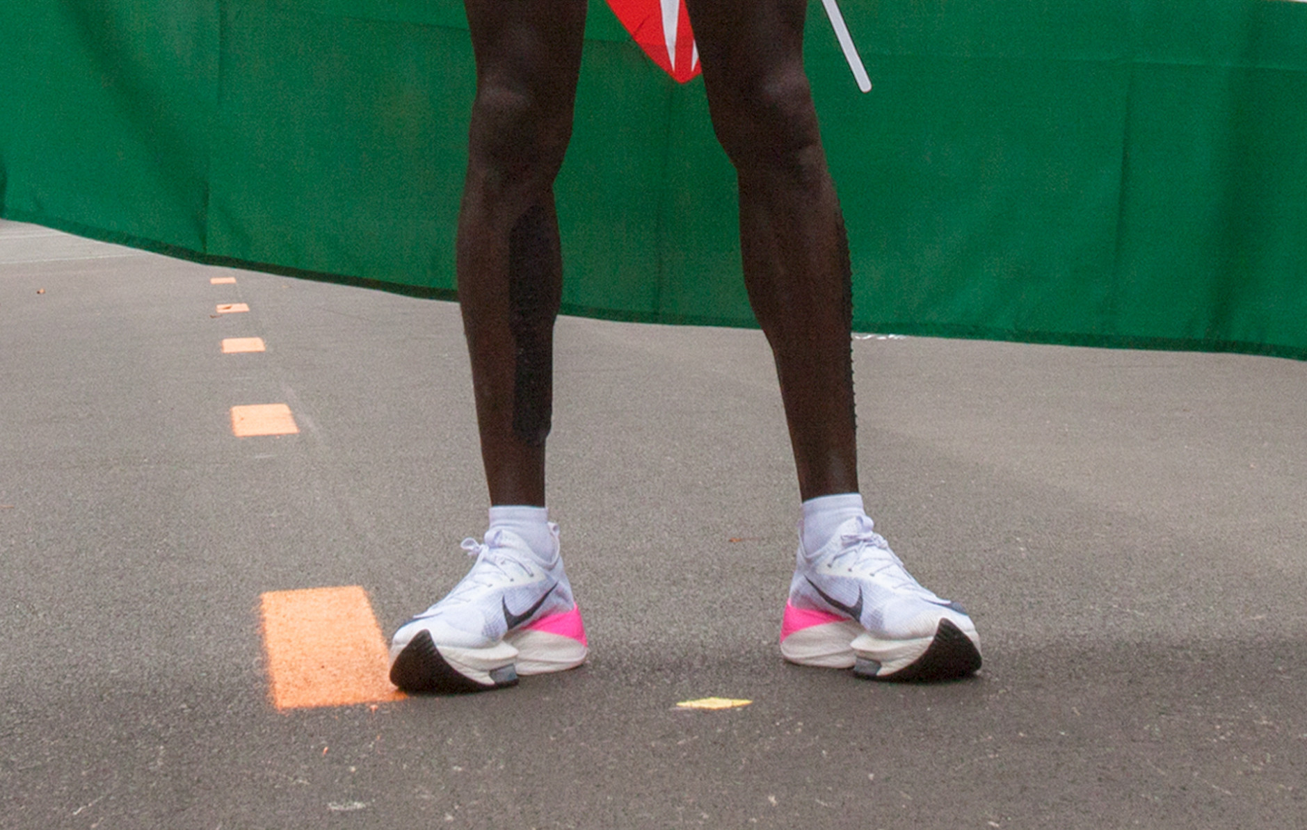 Nike's AlphaFLY shoe, pictured on the feet of Eliud Kipchoge after his sub two-hour marathon effort in Vienna in October, will no longer be legal following Friday's World Athletics ruling ©Getty Images