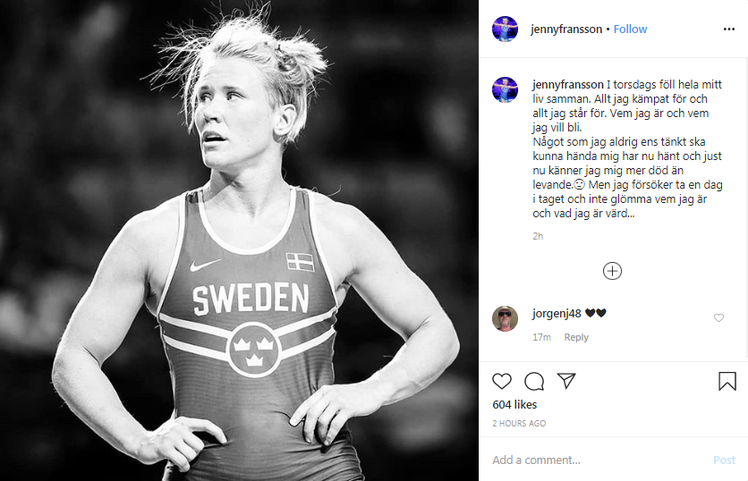 Jenny Fransson claimed her whole life has collapsed following the positive test ©Instagram