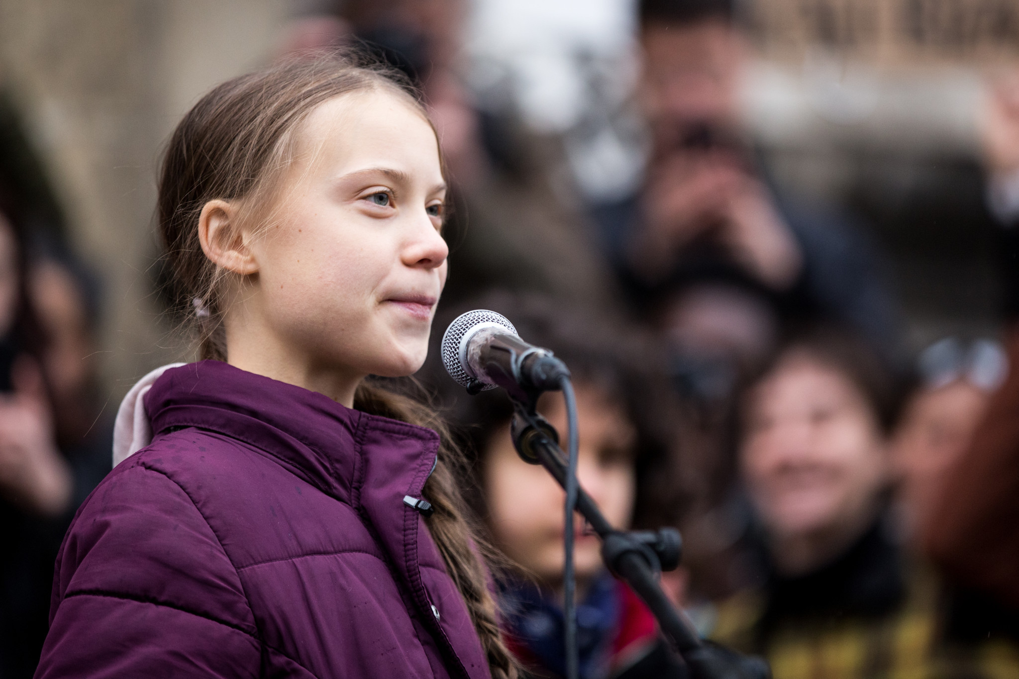 Swedish climate change activist Greta Thunberg spoke at a demonstration which took place at the Winter Youth Olympic Games last month in Lausanne ©Getty Images