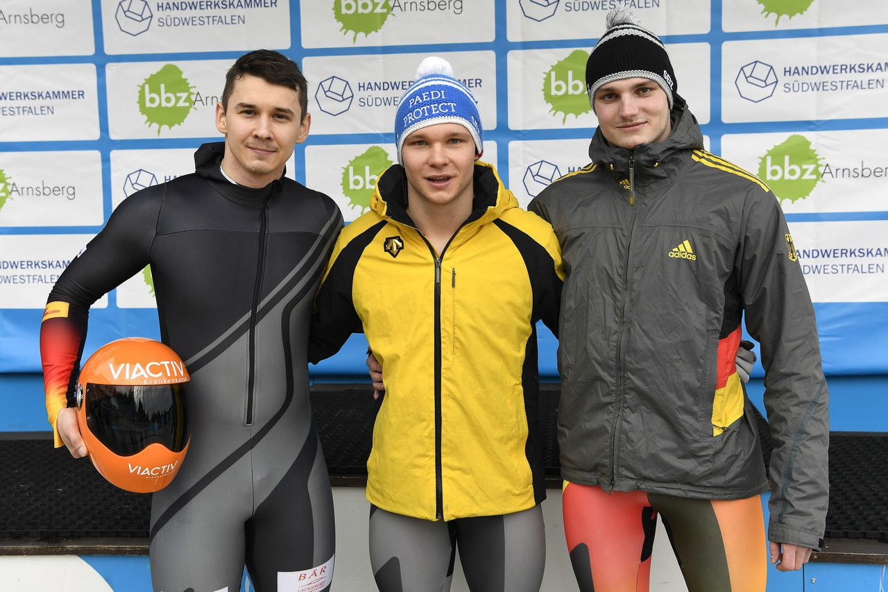 Felix Keisinger of Germany successfully defended his men's skeleton title at the IBSF World Junior Championships ©IBSF