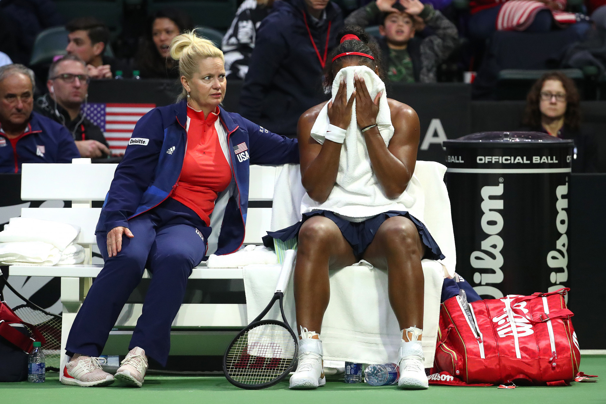 Serena Williams could not defeat Anastasija Sevastova in the United States' clash with Latvia, but the US side eventually progressed ©Getty Images