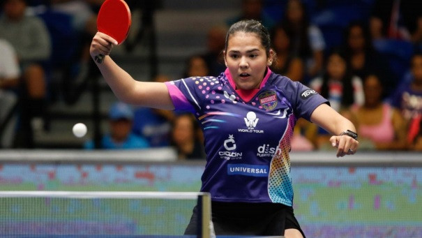 Adriana Diaz of Puerto Rico in action at the ITTF Pan American Cup ©Jose Hud Castanar