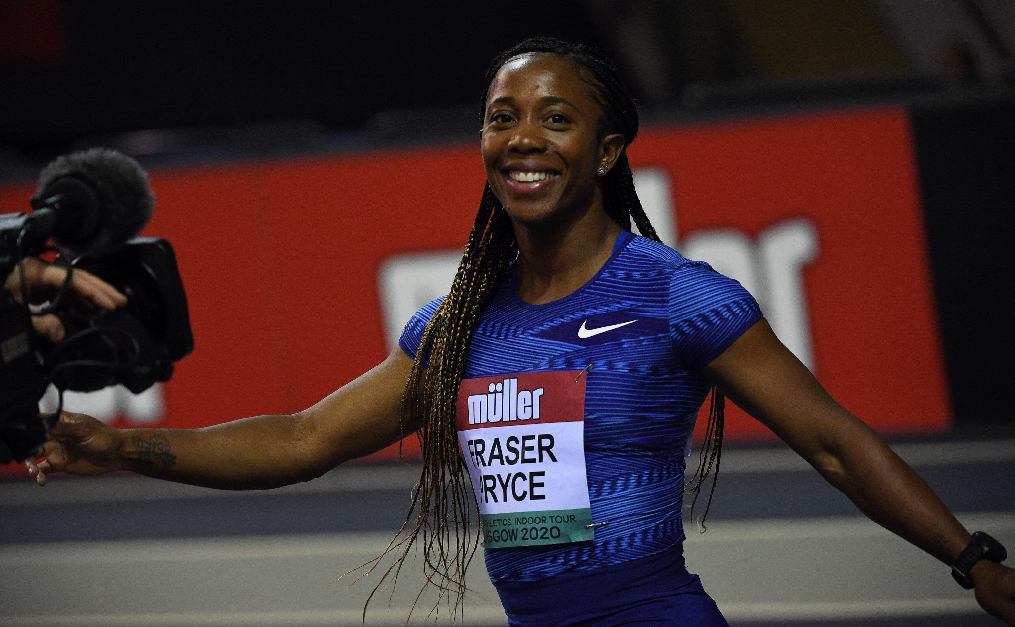 Shelly-Ann Fraser Pryce broke the six-year indoor unbeaten run by Murielle Ahoure ©Getty Images