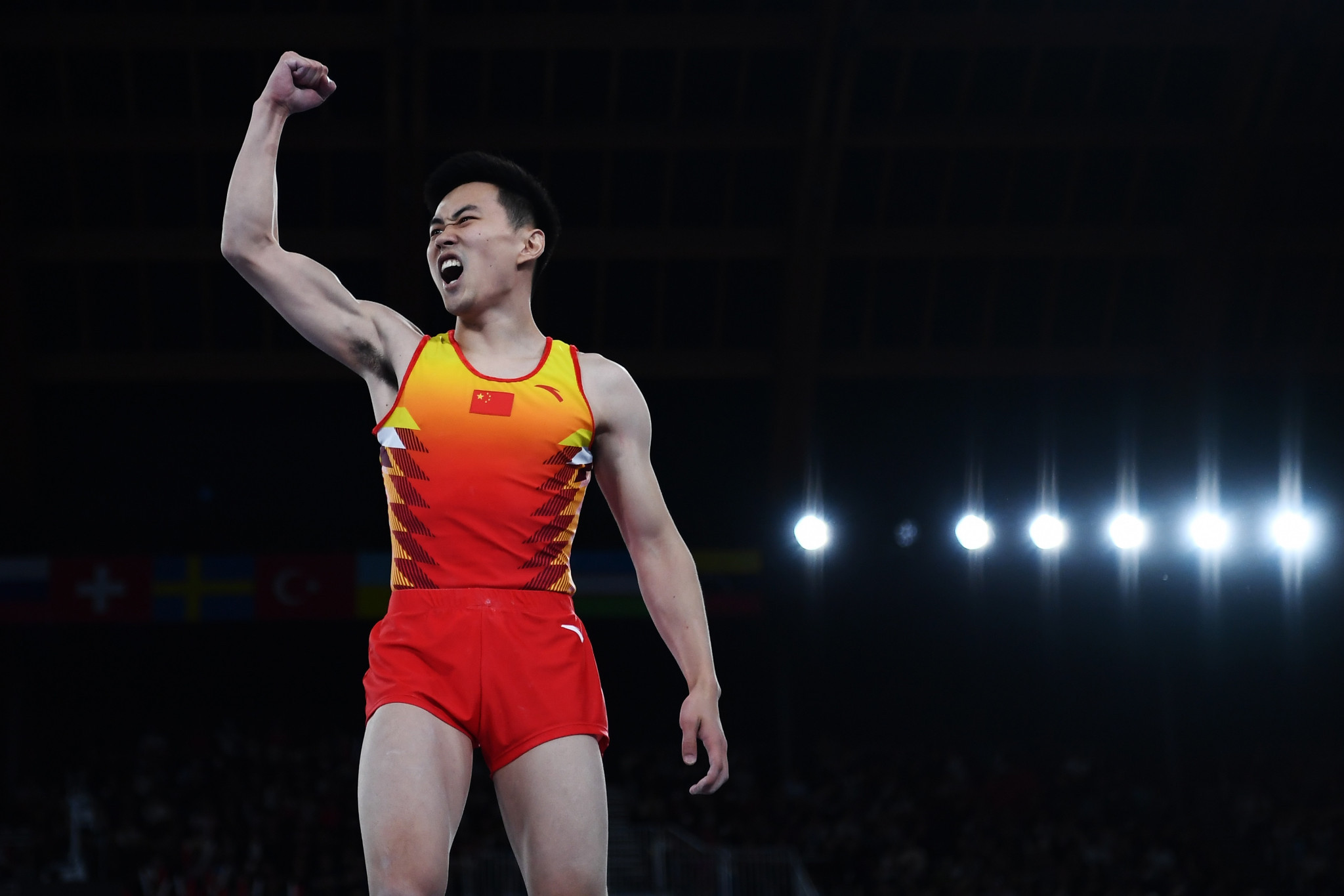 Gao Lei triumphed in the men's trampoline competition in Baku ©Getty Images