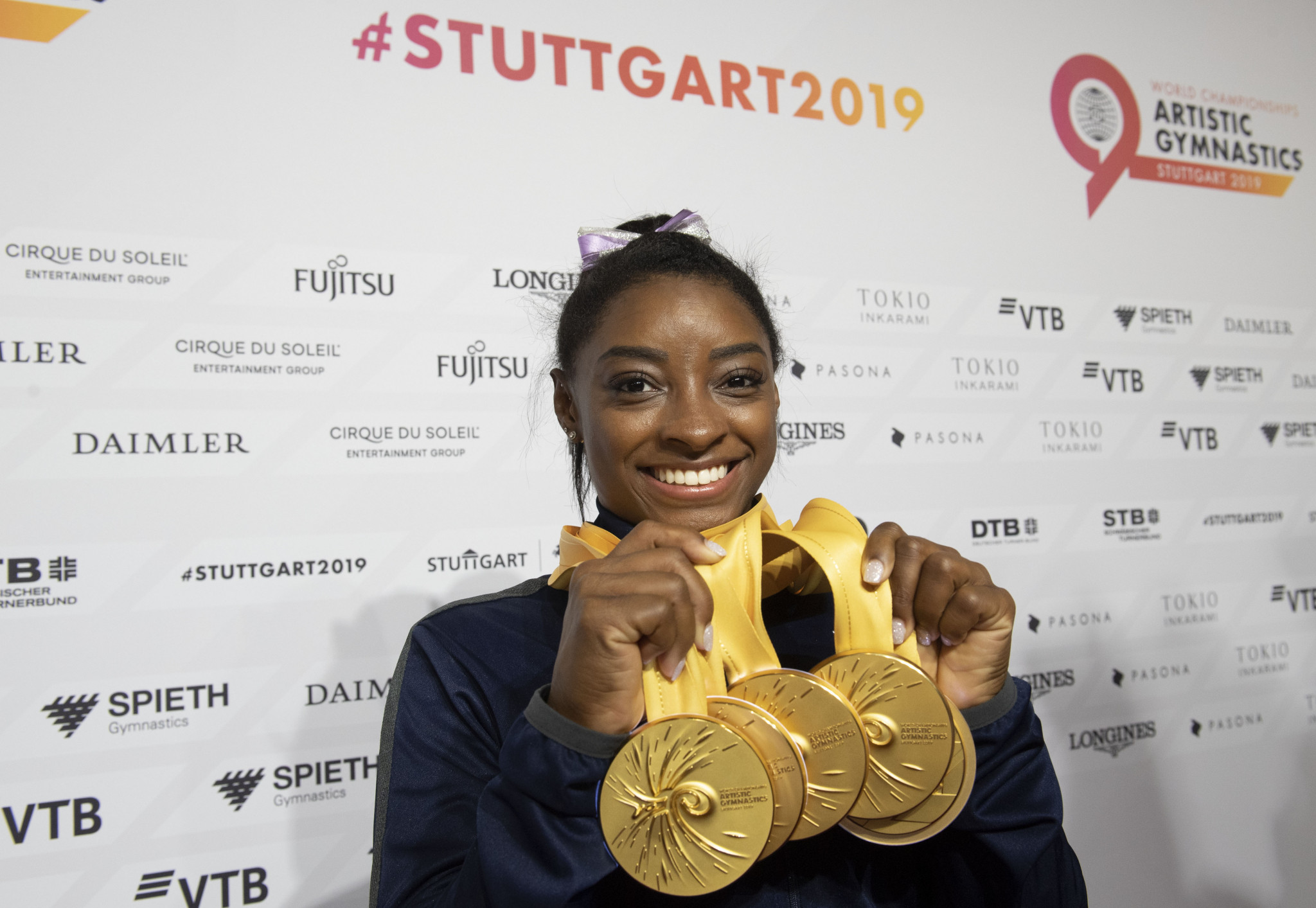 Simone Biles won five gold medals at the World Championships in 2019 ©Getty Images