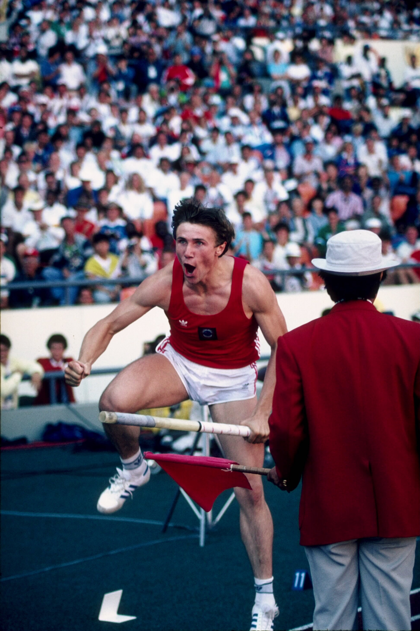 Sergey Bubka, pictured during the 1988 Seoul Olympics final where he took pole vault gold, set a world indoor record of 6.14m at Liévin in 1993 ©Getty Images