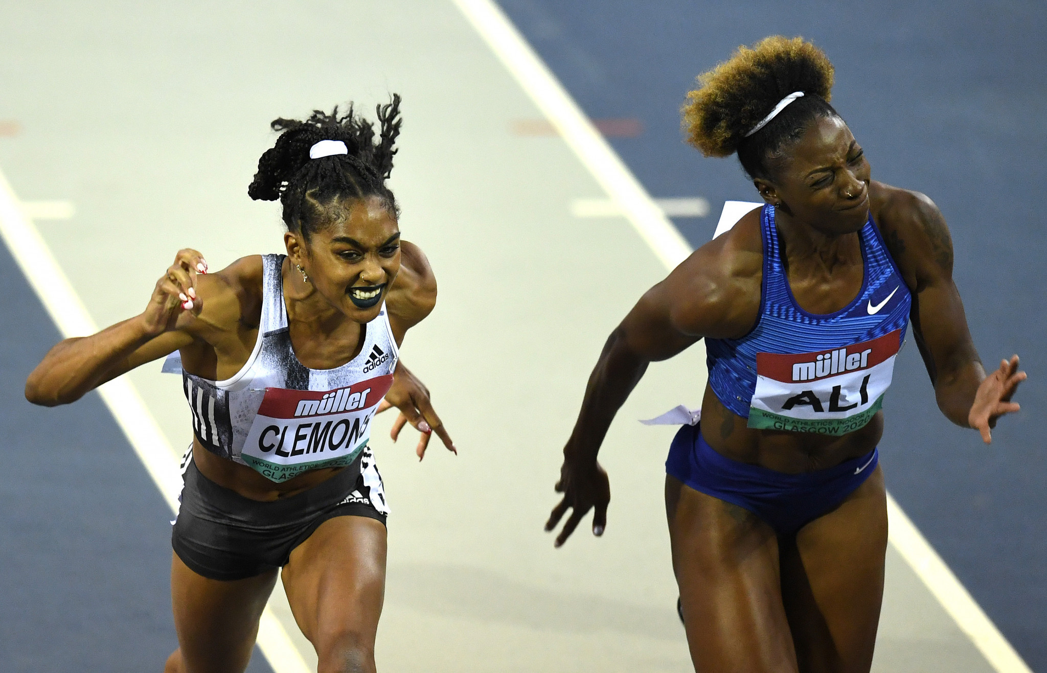 World 100m hurdles champion Nia Ali, right, will be in the field in the women's 60m hurdles in Liévin tomorrow night ©Getty Images