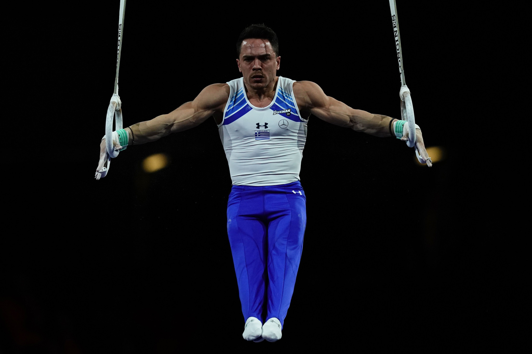 Greece's Olympic champion Eleftherios Petrounias topped rings qualification in Melbourne ©Getty Images