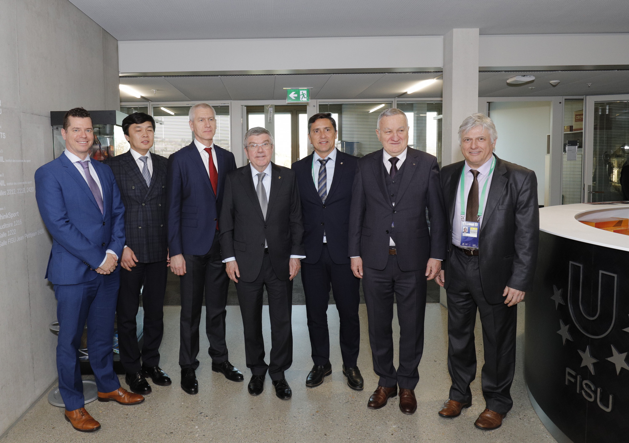 IOC President Thomas Bach visited FISU headquarters during an Executive Committee meeting ©FISU