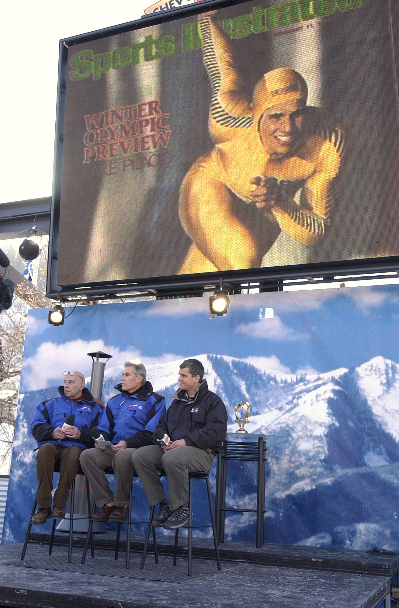 Heiden, right, was honoured at the Salt Lake City 2002 Games by film-maker Bud Greenspan, left, as one of the 10 greatest Winter Olympians of all time ©Getty Images
