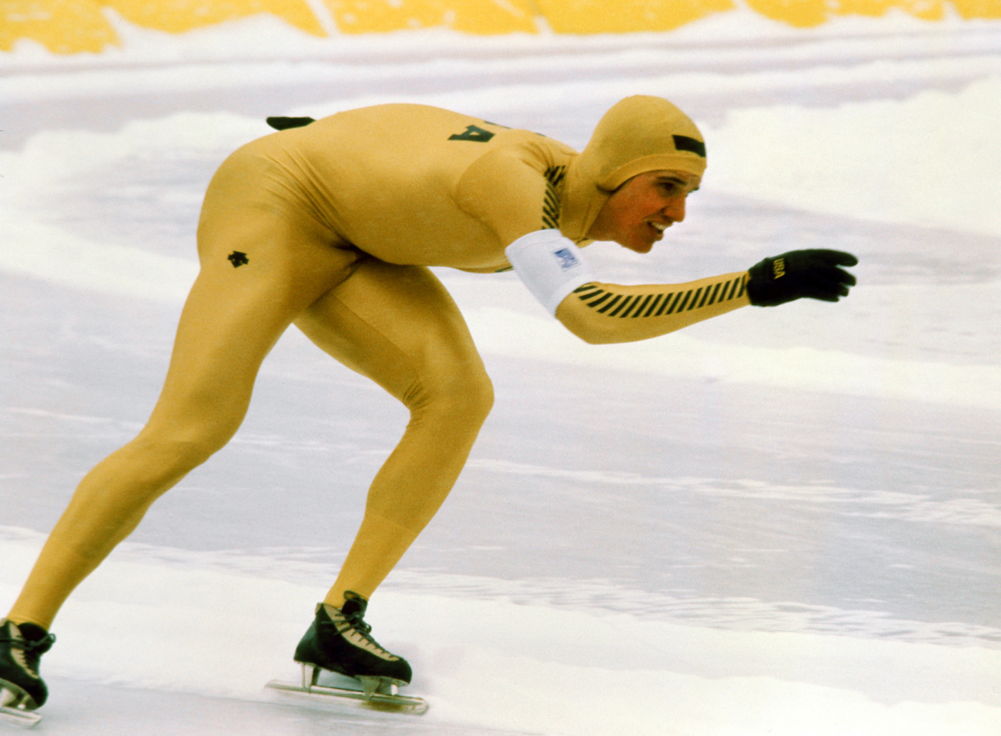 Heiden claims the first of his five golds, over 500m, at the Lake Placid 1980 Winter Olympics ©Getty Images