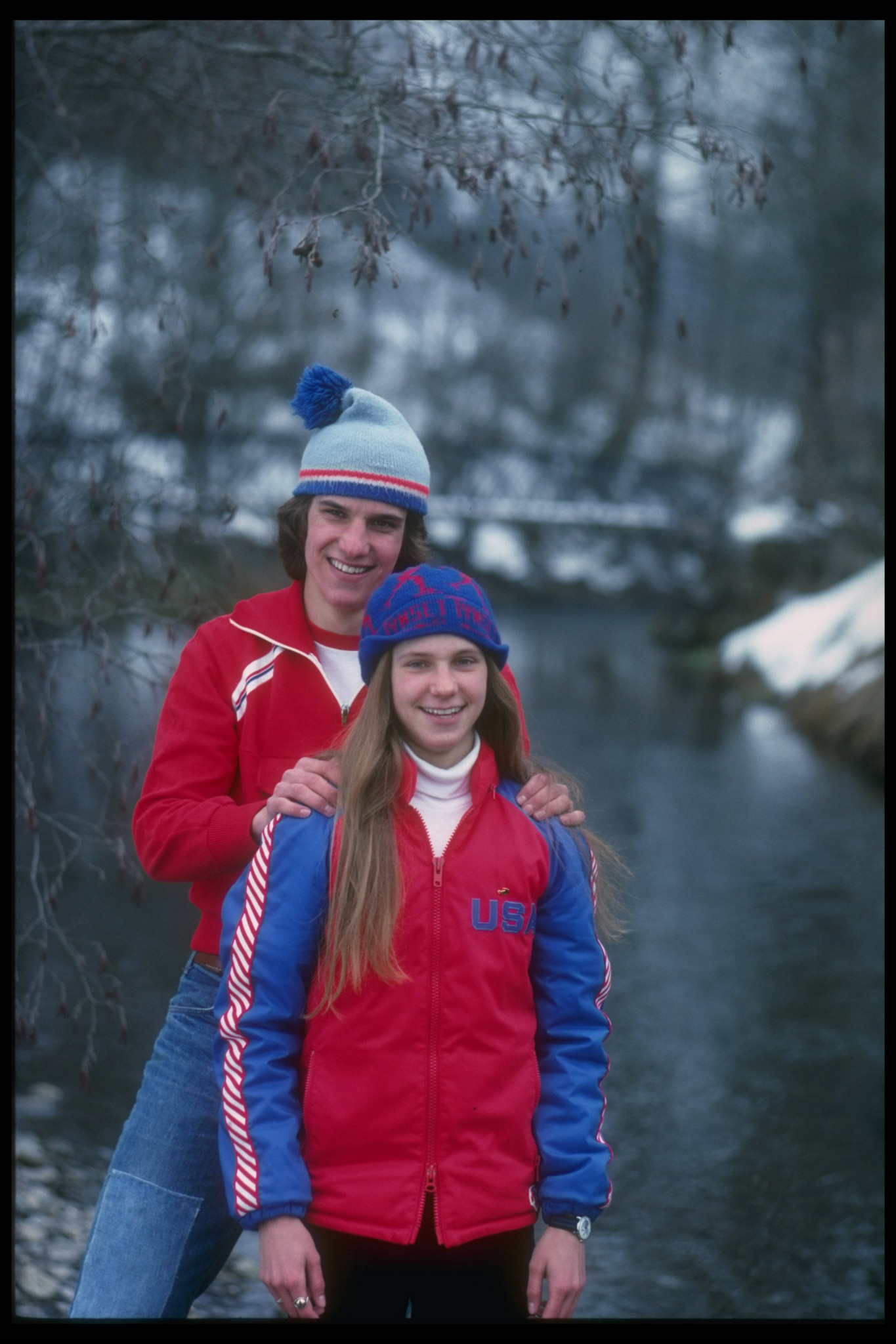 Eric and Beth Heiden in their US speed skating kit ©Getty Images