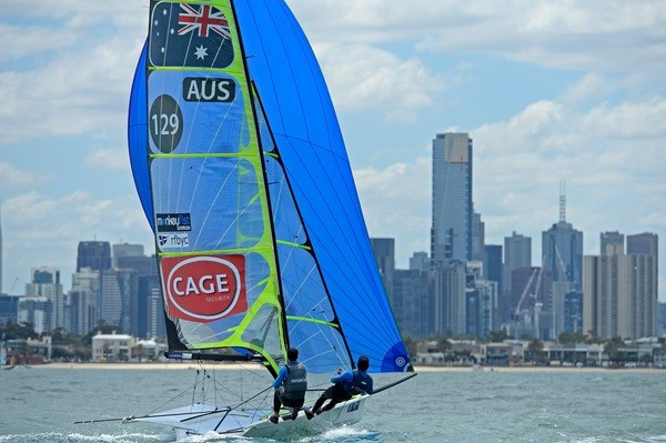 David Gilmour and Rhys Mara earned two wins in the men's 49er class ©World Sailing