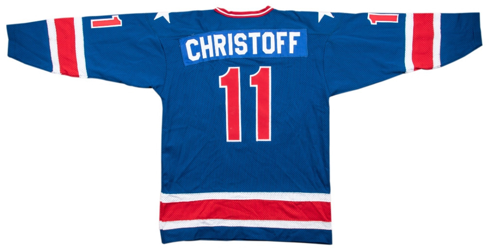 The jersey worn by Steve Christoff in the United States' 4-2 victory over Finland at Lake Placid 1980, which clinched the Olympic gold medal, was also sold in the online auction ©Goldin Auctions