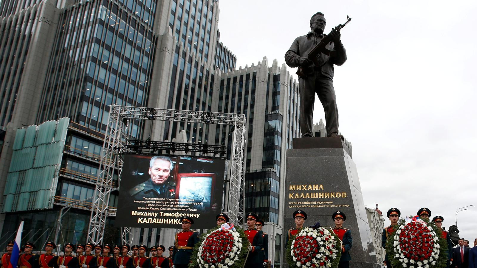 Salavat Shcherbakov's best-known work so far is a monument he designed in honour of Mikhail Kalashnikov, inventor of the AK-47 gun, and which is located in Moscow ©Getty Images