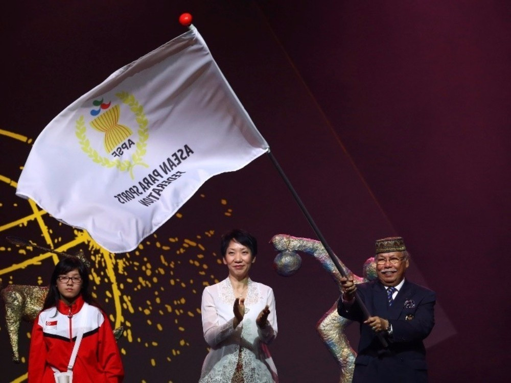 The ASEAN Para Games flag was handed back by Singapore 2015 during the Ceremony