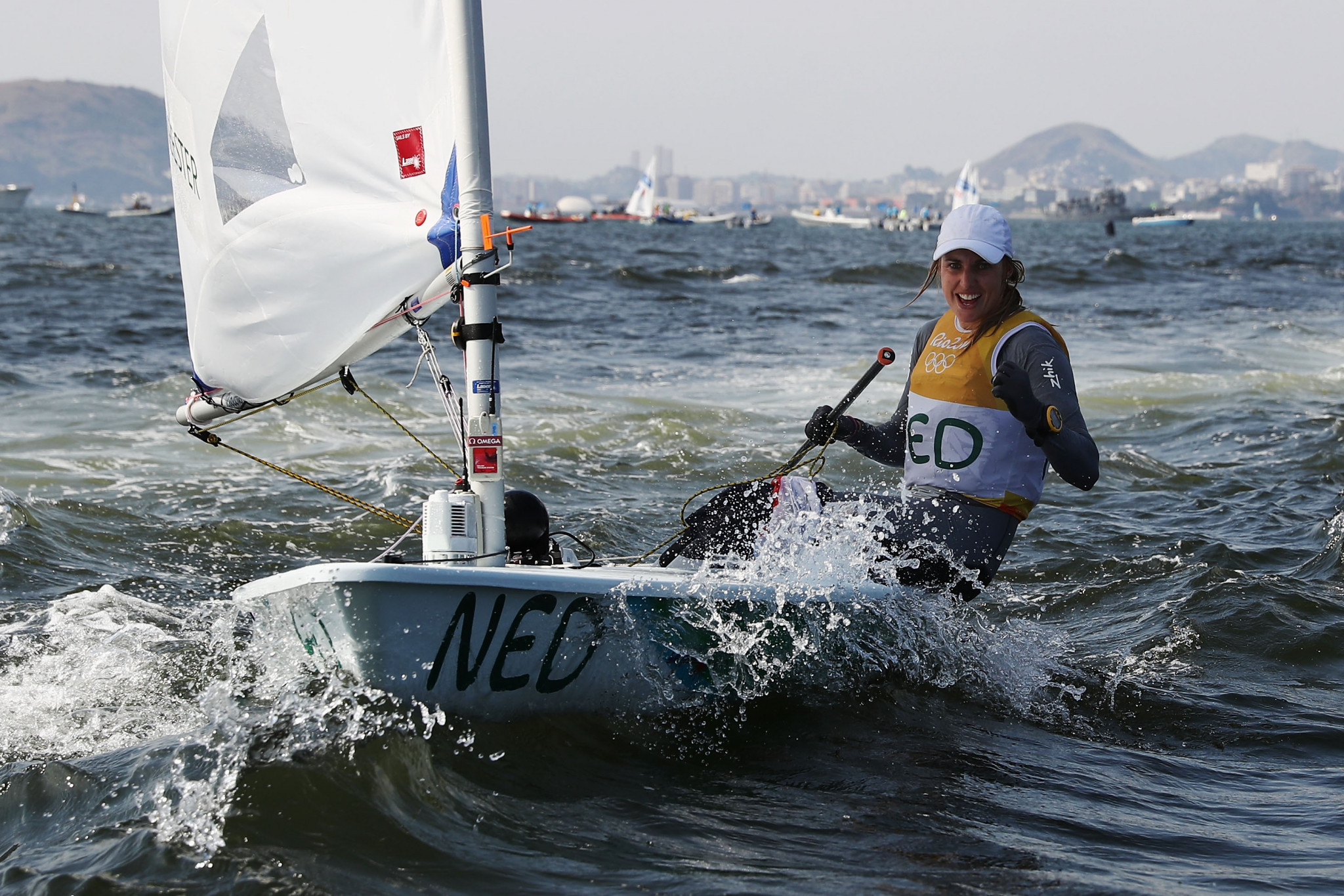 Marit Bouwmeester was saved by a lack of wind after seeing her lead cut in the first race of the final day ©Getty Images