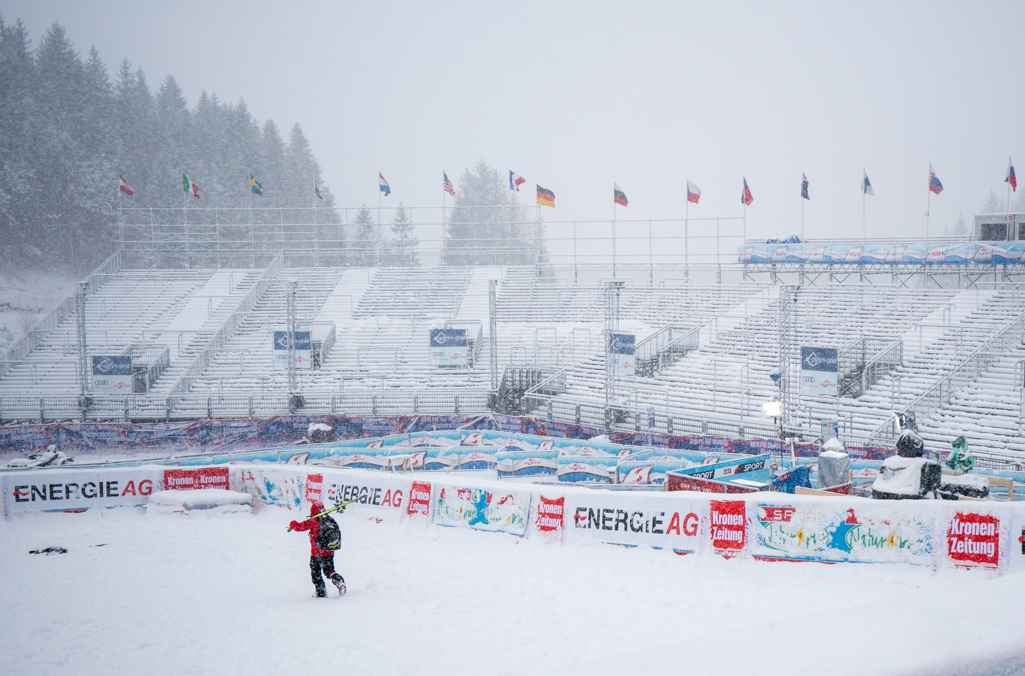 Snow and rain caused the FIS Alpine Skiing World Cup combined event in Hinterstoder to be rescheduled ©Getty Images
