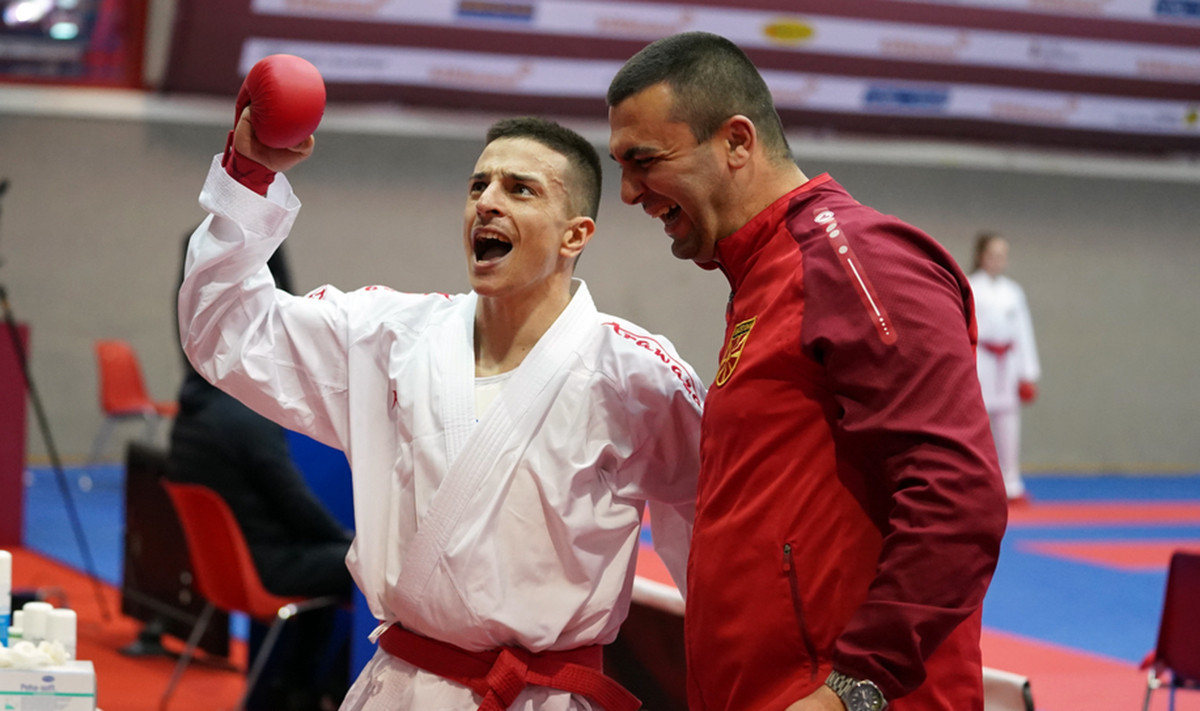 Emil Pavlov of North Macedonia caused an upset at the Karate 1-Premier League in Salzburg ©WKF
