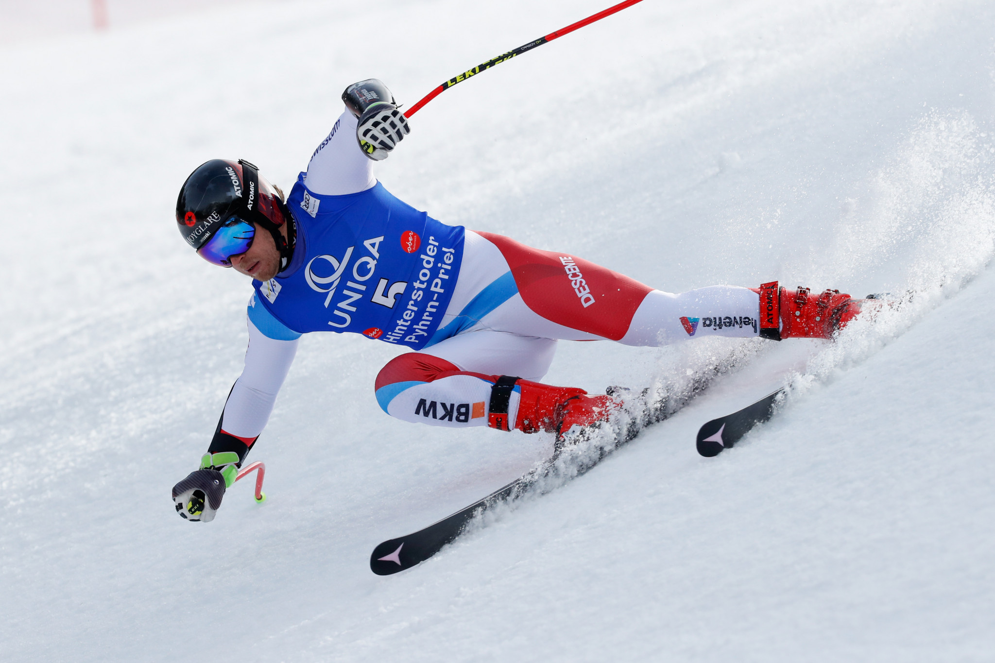 Mauro Caviezel of Switzerland finished second in Hinterstoder, but tops the Super-G World Cup standings ©Getty Images