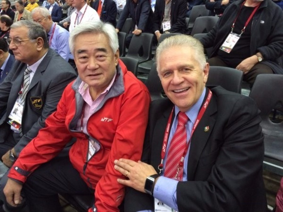 COM President Carlos Padilla, pictured with World Taekwondo Federation President Chungwon Choue, has seemingly not yet met with CONADE chief, Alfredo Castillo ©COM