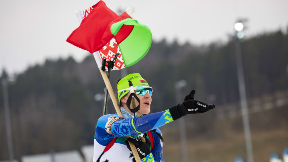 Home athlete Sergey Bocharnikov earned his second gold at the IBU Open European Championships in Minsk today ©IBU