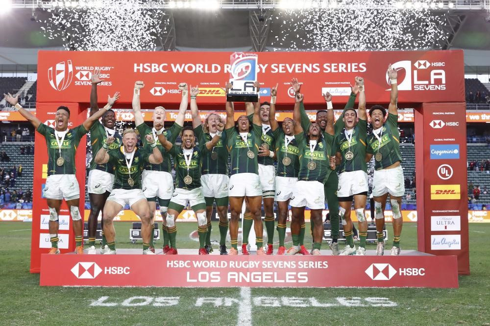 South Africa came from behind in fine style to beat Fiji and win the Los Angeles Sevens ©World Rugby