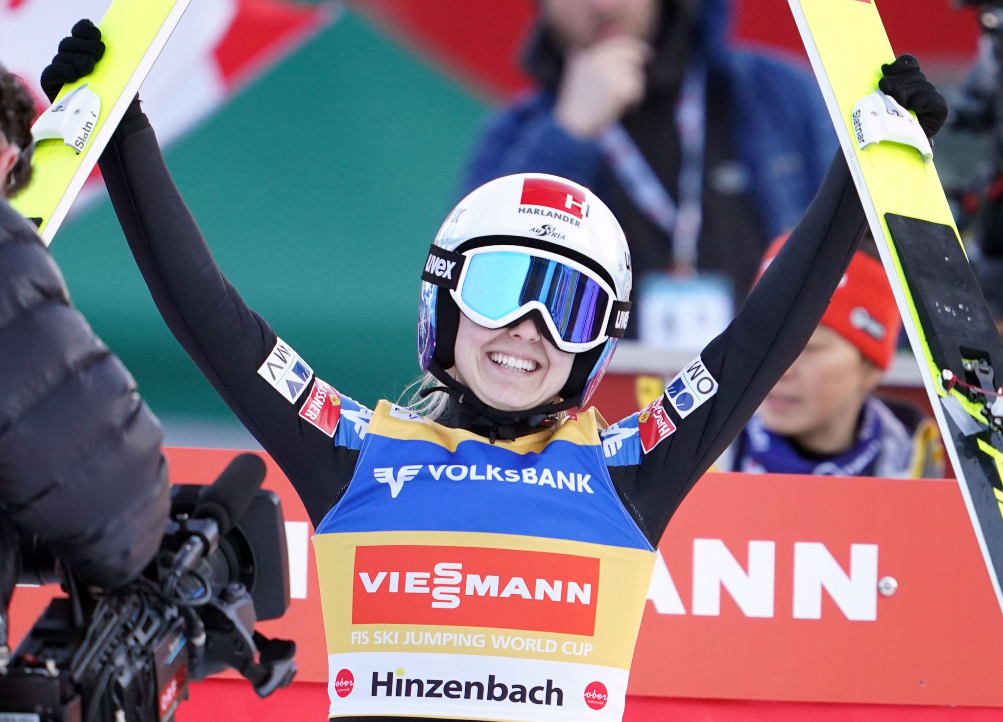 Chiara Hoelzl of Austria currently leads the women's FIS Ski Jumping World Cup standings ©Getty Images