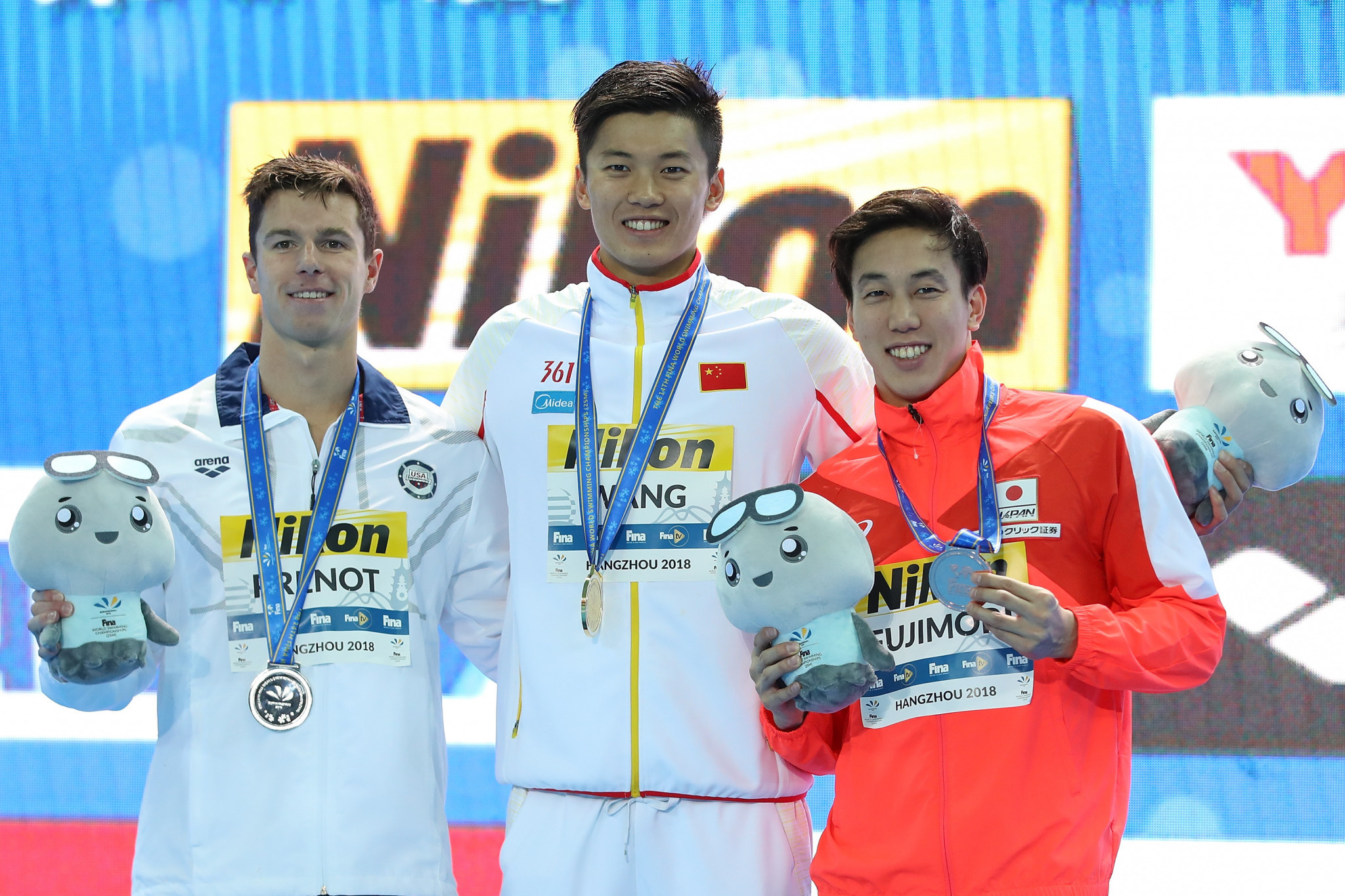 The Japanese swimmer, right, had won two bronze medals at the FINA World Short Course Championships ©Getty Images