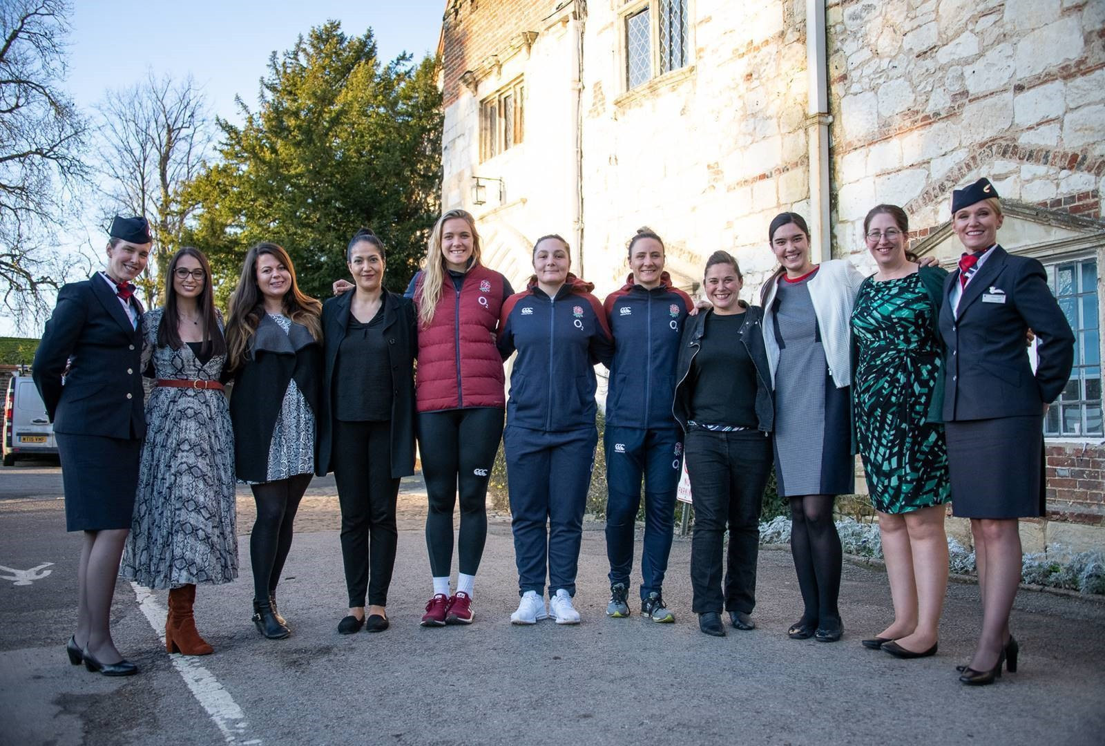 Staff from the British Airways female mentoring programme met with Amy Cokayne, Sarah McKenna and Zoe Aldcroft from England Rugby ©British Airways