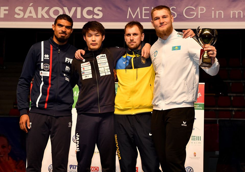 Japan's Masaru Yamada, second from left, claimed the men's title at the FIE Épée Grand Prix in Budapest ©FIE/Facebook/Augusto Bizzi